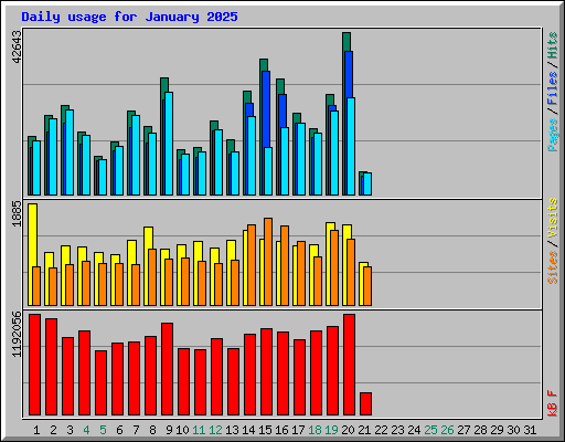 Daily usage for January 2025